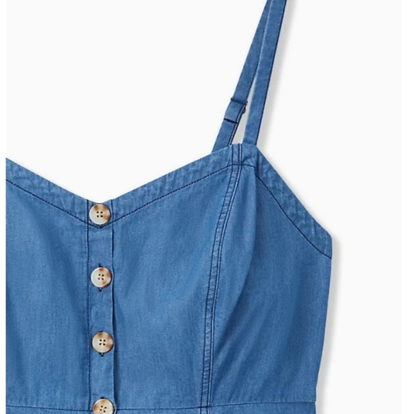 torrid | BLUE CHAMBRAY BUTTON FIT & FLARE CAMI - Picture 2 of 6
